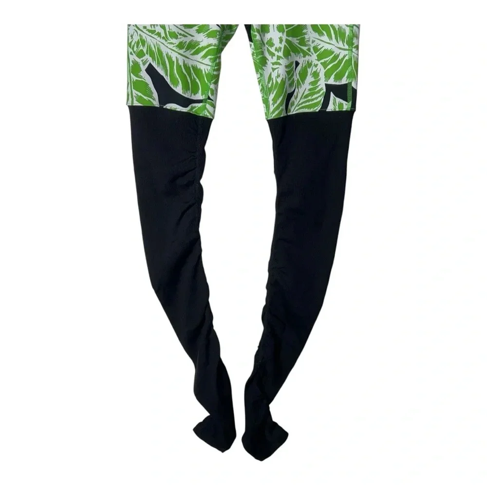 2030. ALO YOGA GODDESS LEGGINGS PRINT PALM SPRING GLOWSTICK BLACK SIZE SMALL NWT